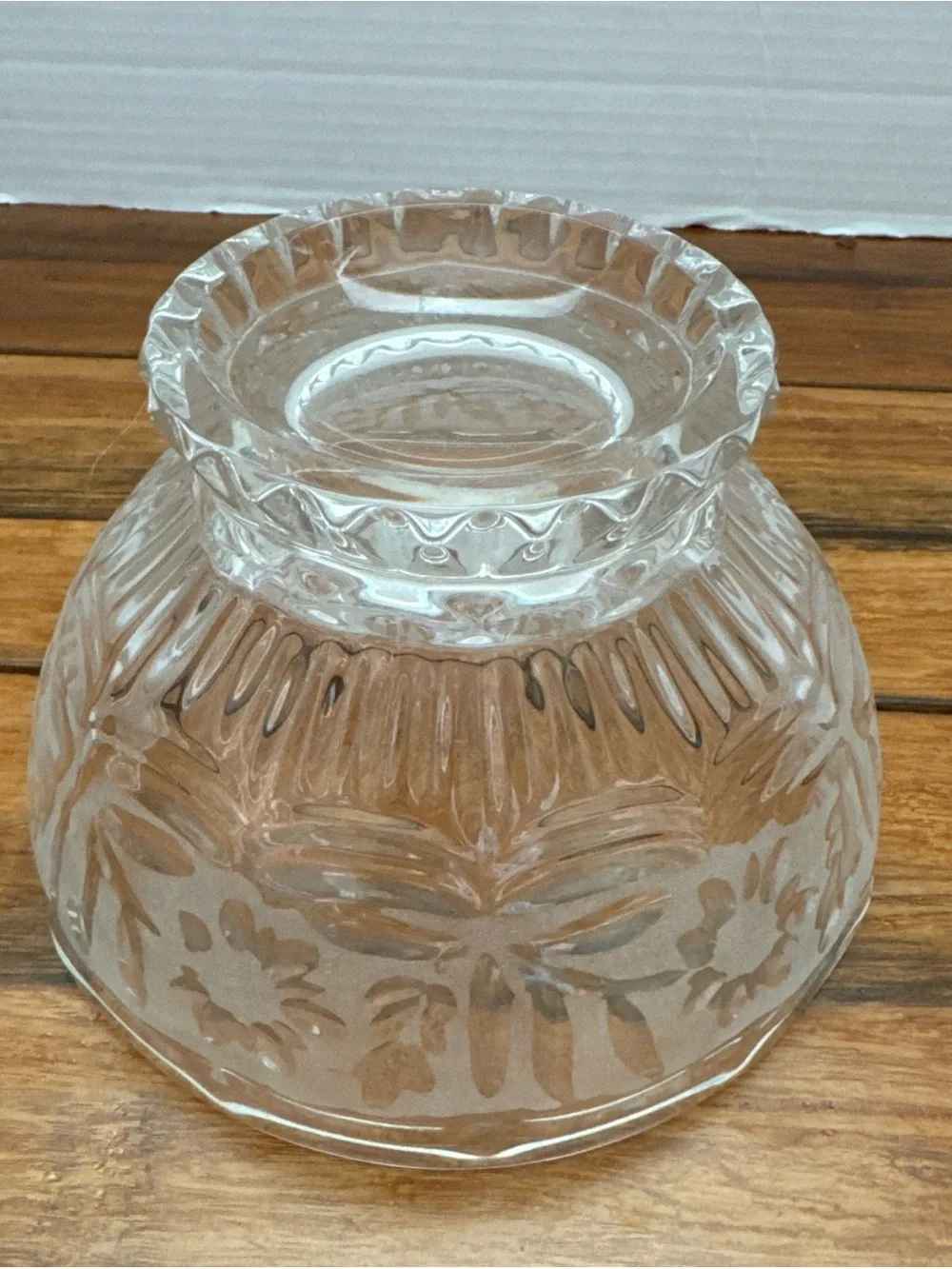 Heavy Vintage Lead Crystal Kristal Zajecar Yugoslavia Floral Frosted Footed Bowl